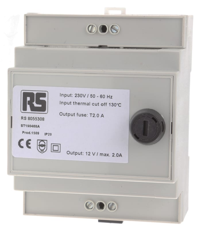 RS PRO 24VA DIN Rail Transformer, IEC 61558-2-6, 230V ac Primary, 12V ac Secondary