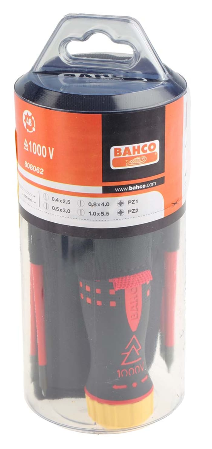 808062 Bahco Bahco Interchangeable Pozidriv, Slotted Screwdriver Set