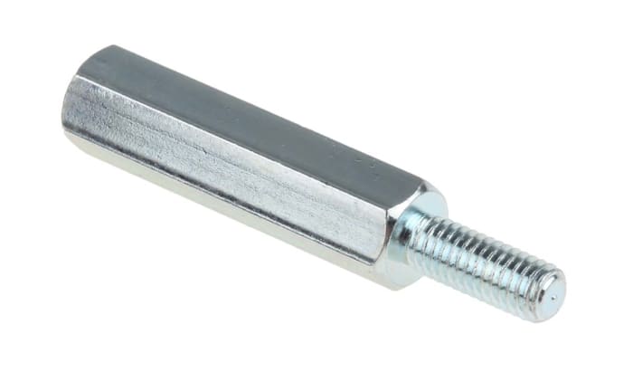 Separador roscado hexagonal Macho/Hembra RS PRO, M3 x M3, long. 20mm, rosca macho 8mm, rosca hembra 15mm, de Acero