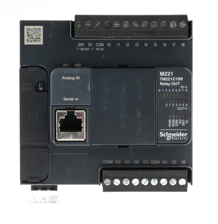 Schneider Electric Modicon M221 Series PLC CPU, 240 V Supply, Digital Output, 16-Input