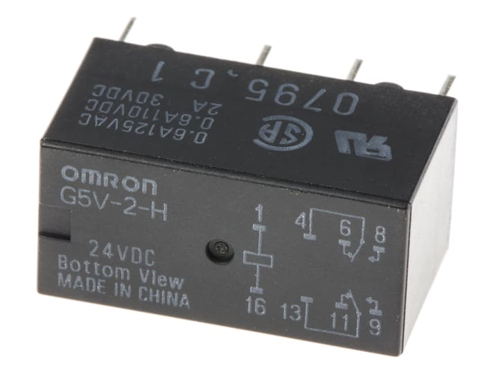 Omron PCB Mount Signal Relay, 24V dc Coil, 1A Switching Current, DPDT
