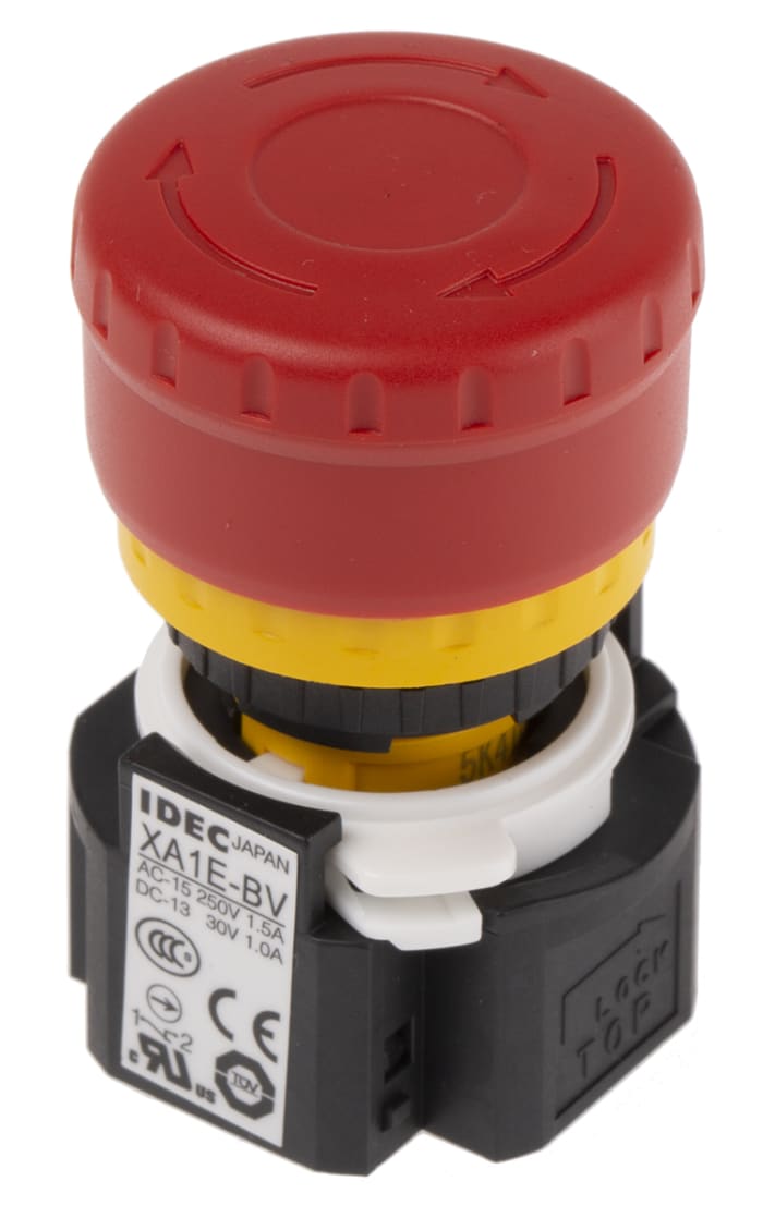 Idec Emergency Stop Push Button, Panel Mount, SPDT, IP65