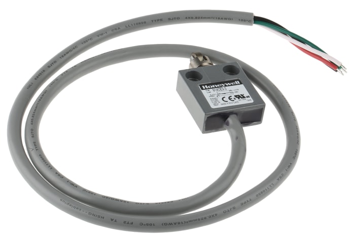 Honeywell 914Ce18-6 Limit Switch - Plunger Actuator, 1NC/1NO, 5A At 240V AC, Top Plunger, Cable Mount