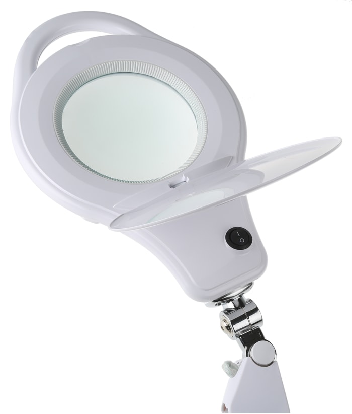 RS PRO LED Magnifying Lamp with Table Clamp Mount, 3 dpt, 5 dpt, 125mm Lens Dia., 125mm Lens