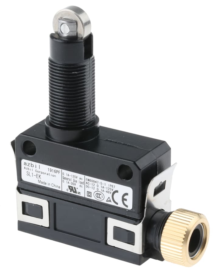 Honeywell SL1 Series Roller Plunger Limit Switch, NO/NC, IP67, SPDT, Die Cast Zinc Housing, 125V ac Max, 100mA Max