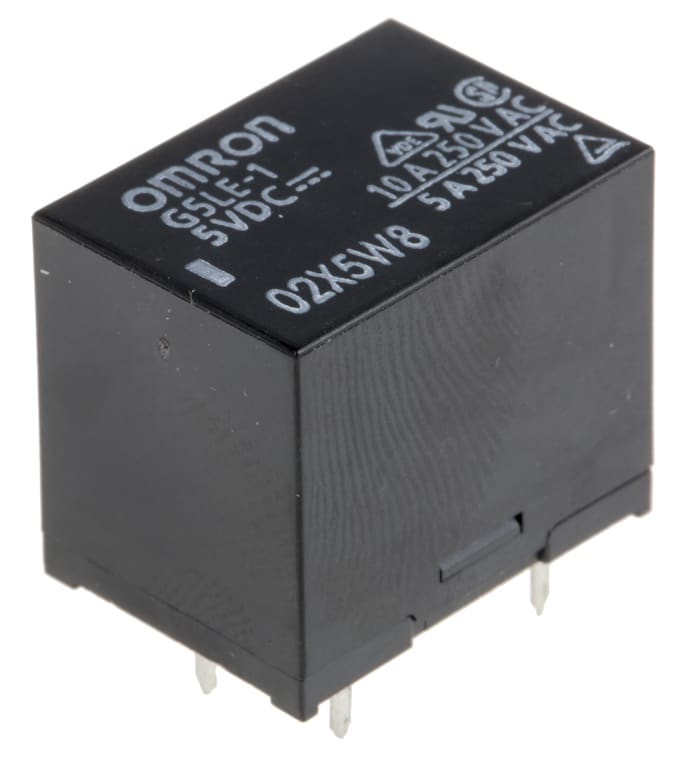 Omron PCB Mount Power Relay, 5V dc Coil, 8A Switching Current, SPDT