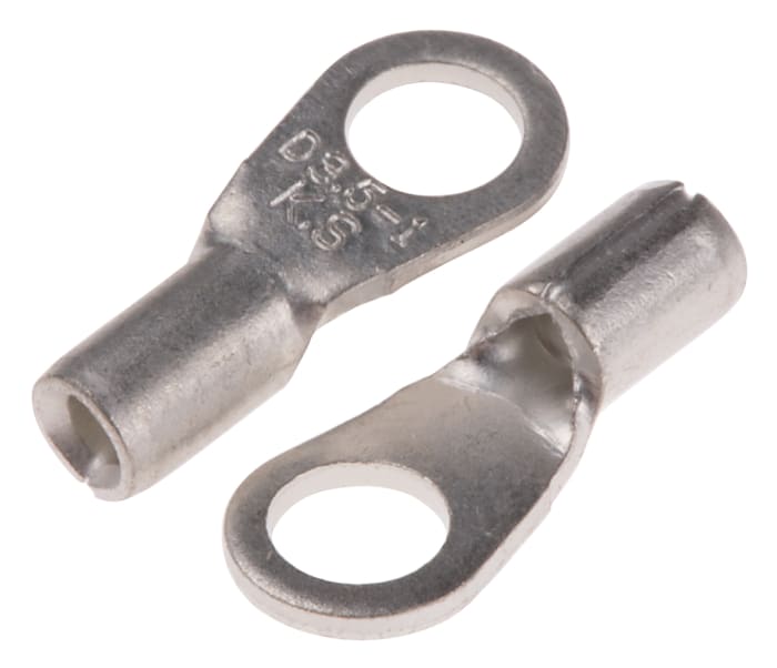 RS PRO, DRNB Uninsulated Ring Terminal, 6 mm Stud Size 22 AWG 16 AWG Wire Size, Grey