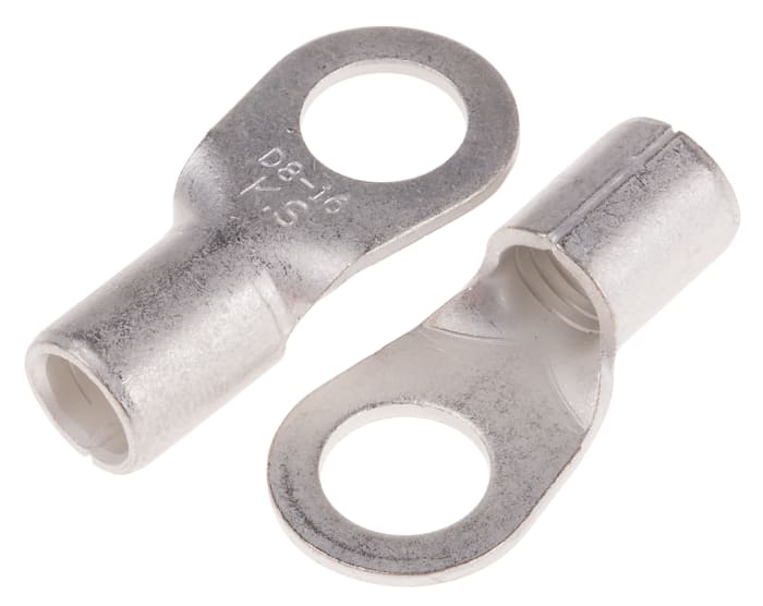 RS PRO, DRNB Uninsulated Ring Terminal, 8.4 mm Stud Size 6 AWG 6 AWG Wire Size, Grey