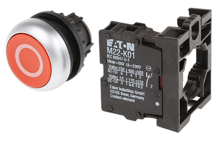 Eaton M22, Buton, Anlık, Kırmızı, SPST-NC