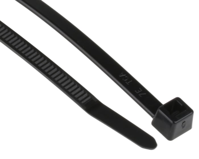 HellermannTyton Cable Tie, Inside Serrated, 150mm x 4.6 mm, Black Polyamide 6.6 (PA66), Pk-100