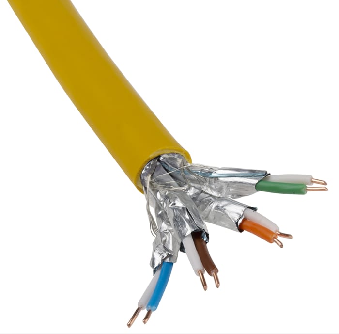 RS PRO Cat7 Ethernet Cable, S/FTP, Yellow LSZH Sheath, 100m, Low Smoke Zero Halogen (LSZH)