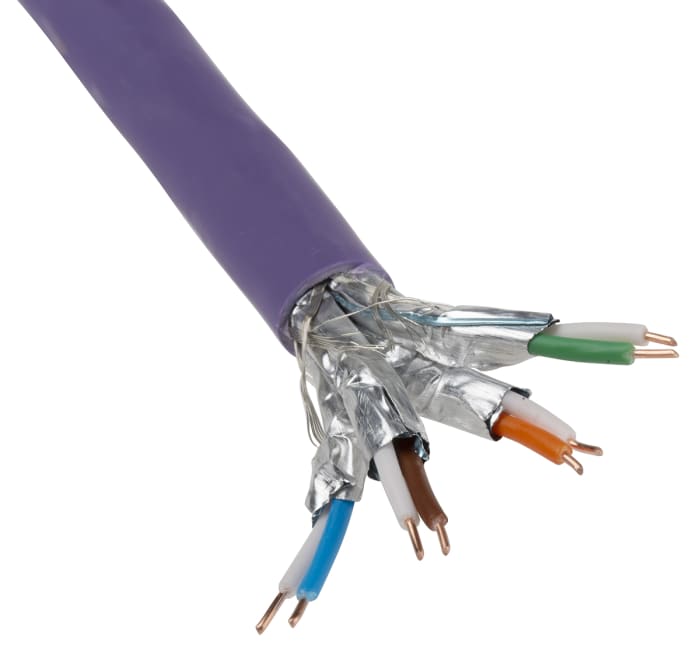 RS PRO, 100m Cat7, Purple, S/FTP, Unterminated LSZH Sheath