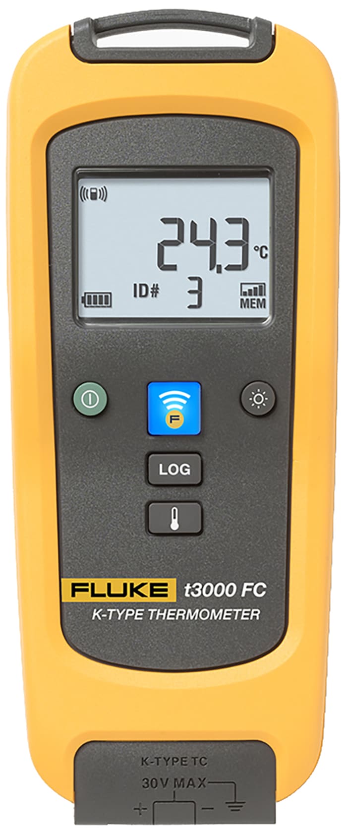 Termómetro digital Fluke T3000 FC, con 1 canal para sondas tipo K