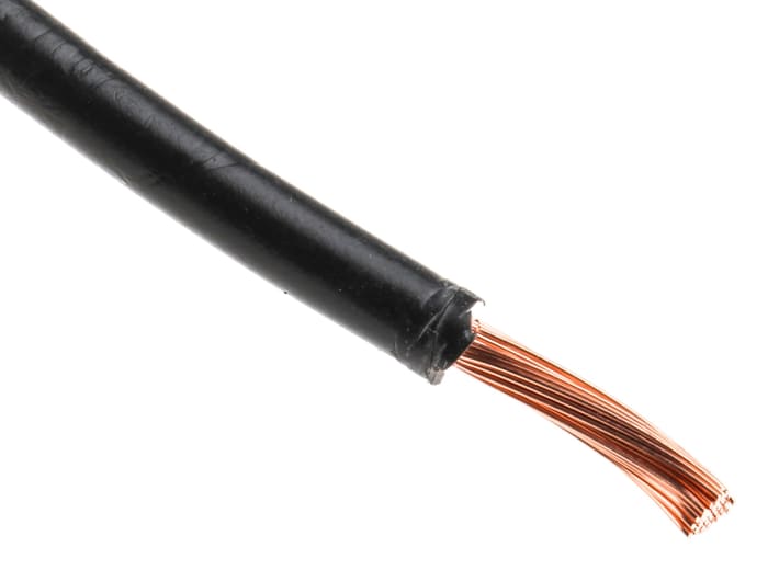 Cable de conexión RS PRO, área transversal 4mm² Filamentos del Núcleo 52/0.3 mm Negro, 1 kV, long. 100m, H07V2-K, 12 AWG