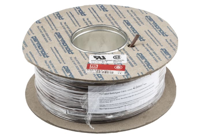 Cable de conexión RS PRO, área transversal 4mm² Filamentos del Núcleo 52/0.3 mm Marrón, 1 kV, long. 100m, H07V2-K, 12