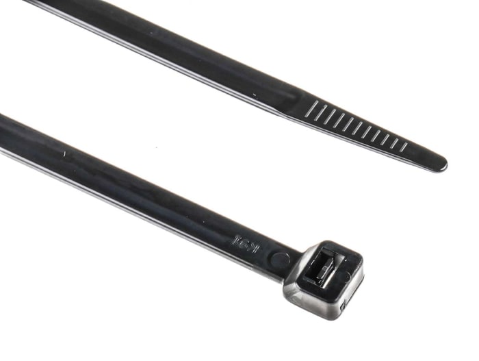 RS PRO Cable Tie, Non-Releasable, 240 mm x 7.6 mm, Black Polyamide 66