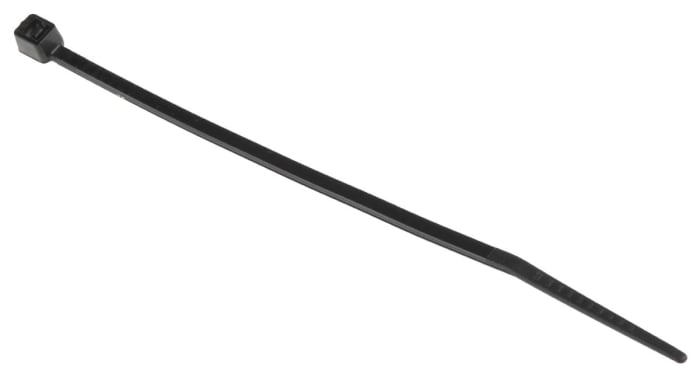 RS PRO Cable Tie, Heat Stabilised, 100 mm x 2.5 mm, Black Polyamide 66