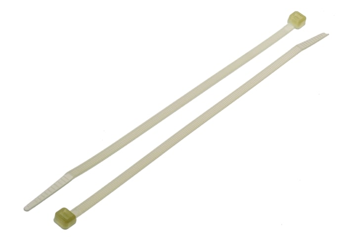 RS PRO Cable Tie, Heat Stabilised, 203 mm x 4.6 mm, Natural Polyamide 66