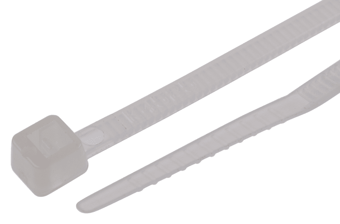 RS PRO Cable Tie, 100mm x 2.5 mm, Natural Nylon, Pk-1000