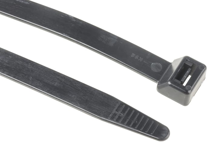 RS PRO Cable Tie, Flame Retardant, 280mm x 12.7 mm, Black Nylon, Pk-50
