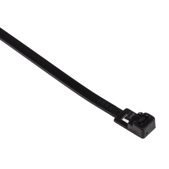 RS PRO RS PRO Cable Tie, Releasable, 300mm x 4.5 mm, Black Nylon, Pk