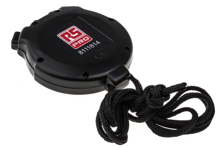 RS PRO - 8111818 - Black Pocket Digital 1s Battery Operated Stopwatch Dim.  64x58mm - RS