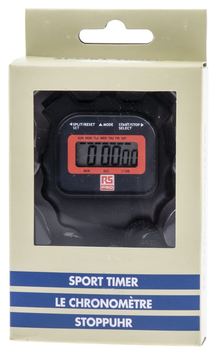 RS PRO RS PRO Black Digital Pocket Stopwatch 24 h 40 min 1 s
