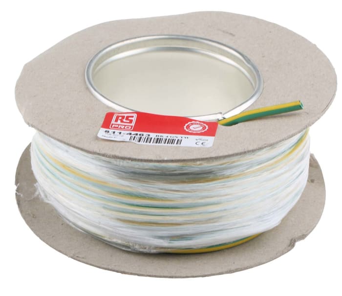 RS PRO | RS PRO Green/Yellow 4mm² Hook Up Wire, 11 AWG, 56/0.3 mm, 25m ...