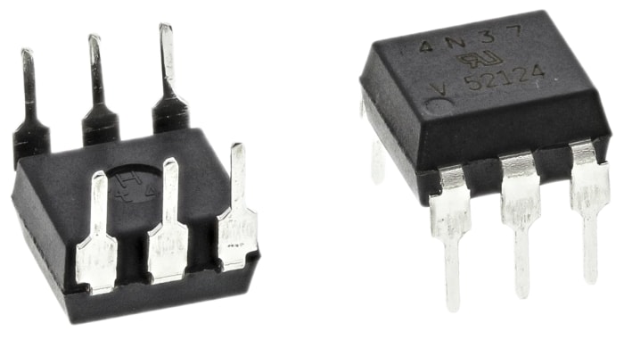 Vishay, 4N37 DC Input Transistor Output Optocoupler, Through Hole, 6-Pin DIP