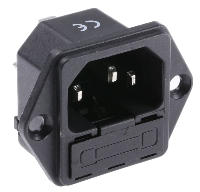 RS PRO C14 Panel Mount IEC Connector Male, 10A, 250 V, Fuse Size 5 x 20mm