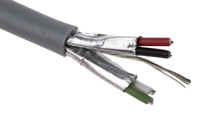 RS PRO Multipair Industrial Cable, 2 Pairs, Screened, 22 AWG, 100m, Aluminium Foil-PET Tape Shield