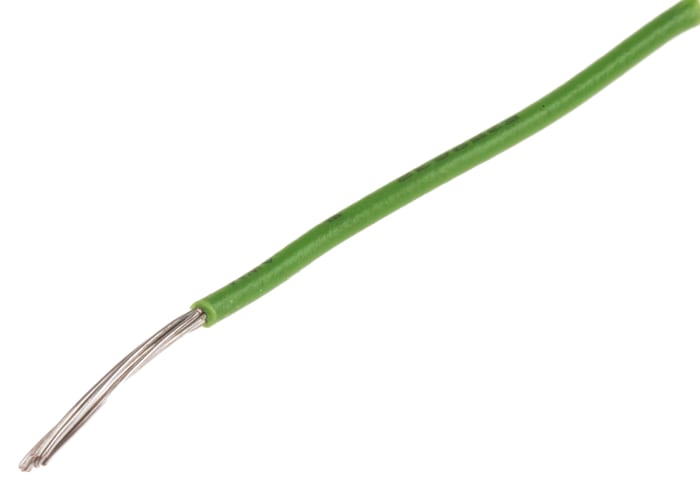 Cables de conexión RS PRO, área transversal 0,2 mm² Filamentos del Núcleo 7 / 0,2 mm Verde, 600 V, long. 100m, 24 AWG