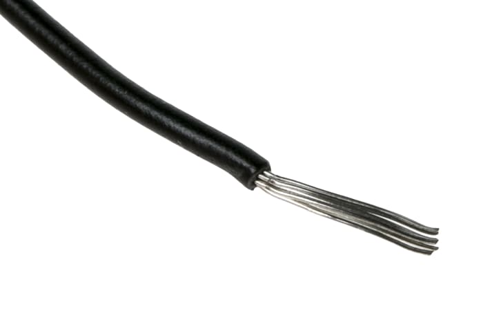 Zapojovací vodič plocha průřezu 0,33 mm², prameny vodičů: 7/0,25 mm, Černá, 300 V 100m 22 AWG RS PRO UL1061