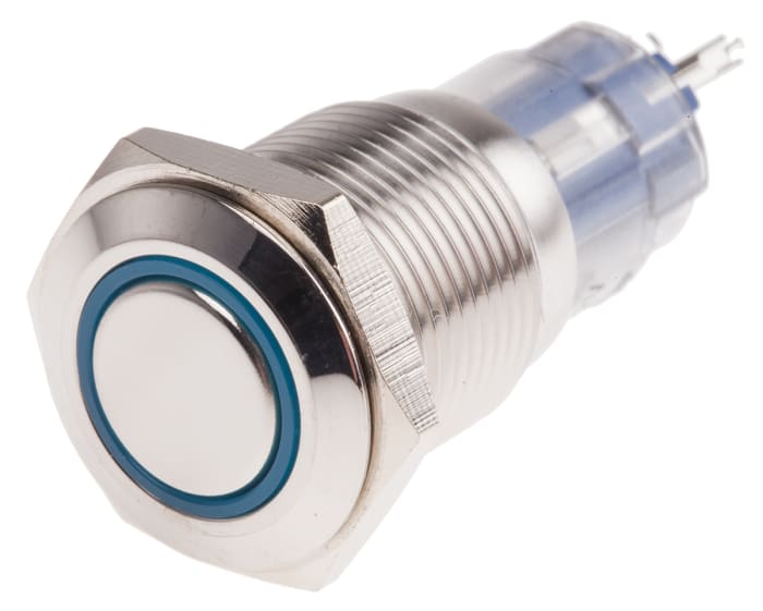 RS PRO Illuminated Push Button Switch, Latching, Panel, 16 mm Cutout, SPDT, Blue LED, IP65, IP67 250 V