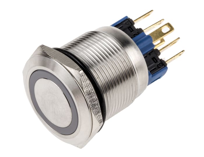 RS PRO Illuminated Push Button Switch, Latching, Panel Mount, 22mm Cutout, SPDT, White LED, 250V ac, IP65, IP67