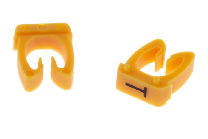 RS PRO Clip On Cable Markers, Black on Yellow, Pre-printed "A → M"