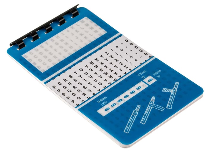 RS PRO Adhesive Cable Markers, Black on White, Pre-printed "0 → 15; -; /; +; A → Z"