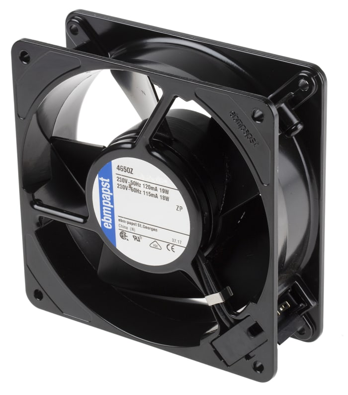 ebm-papst 4000 Z Series Axial Fan, 230 V ac, AC Operation, 160m³/h, 19W, 119 x 119 x 38mm