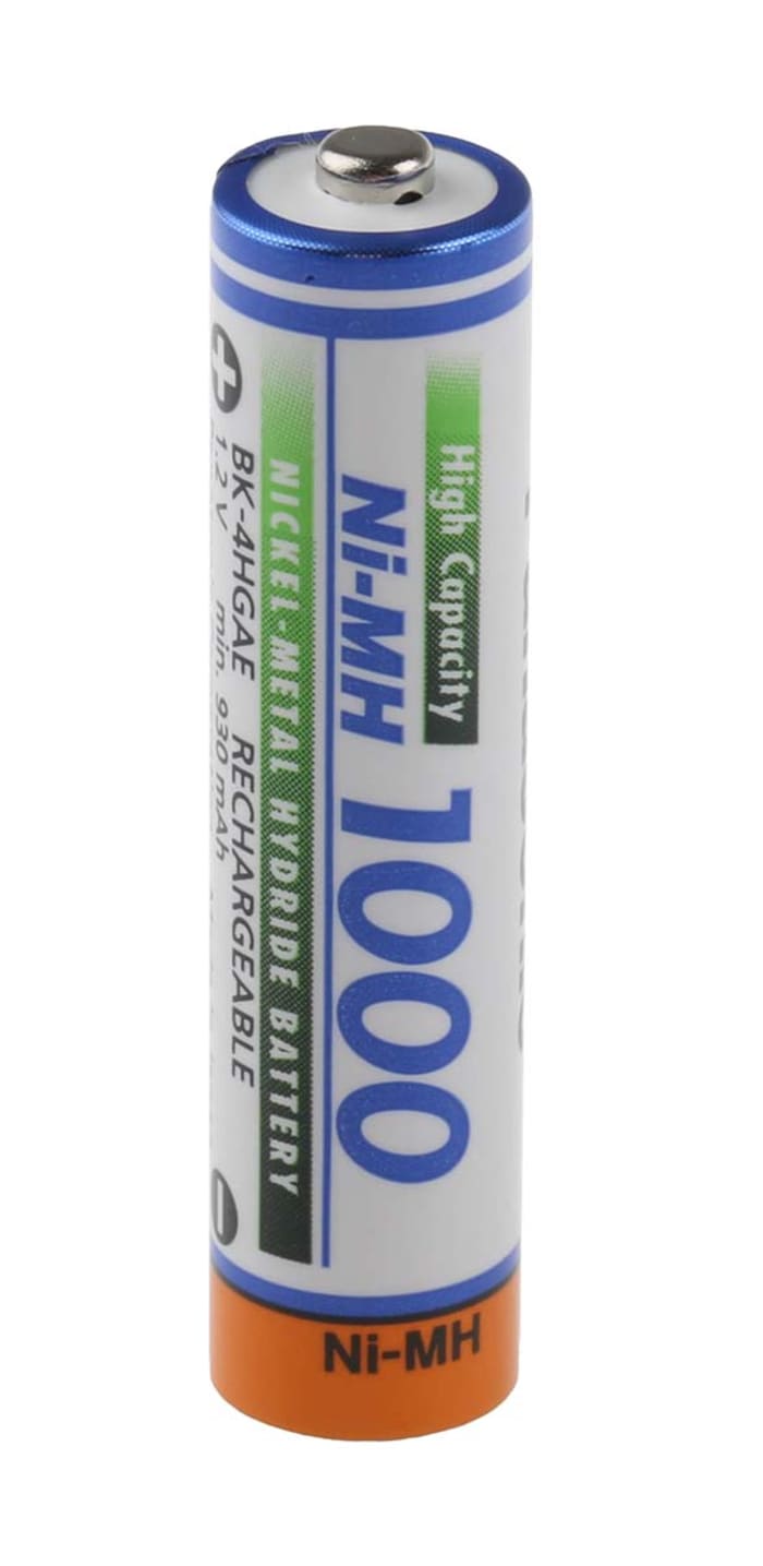 Panasonic NiMH Rechargeable AAA Battery, 1Ah, 1.2V
