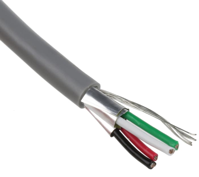 RS PRO Data Cable, 2 Pairs, 4 Cores, 0.34 mm², Screened, 22 AWG, 100m, Aluminium Foil-PET Tape Shield
