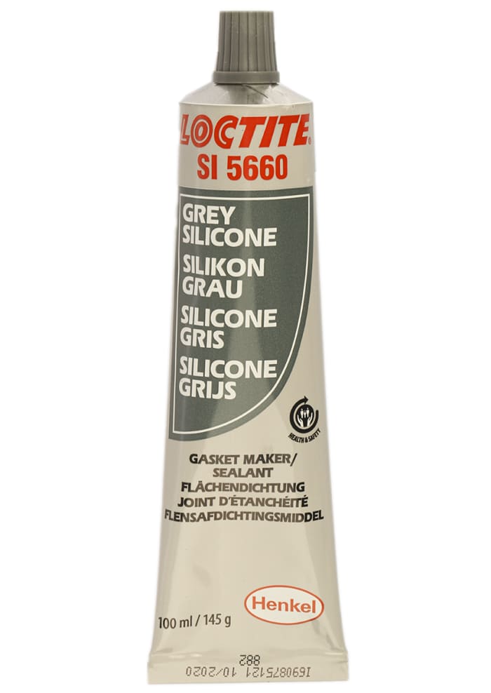 Sellante de silicona Loctite SI 5660 de color Gris, Tubo de 100 ml, Sellado de juntas