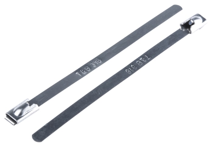 Thomas & Betts Cable Ties, Roller Ball, 100mm x 4.6 mm, Metallic 316 Stainless Steel, Pk-100