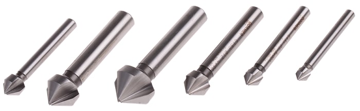 6 Piece Countersink Drill Bit Set - 90 Degree HSS Bits With 1/4" Hex Shank