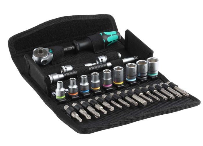 05004016001 Wera Wera 28Piece Metric 1/4 in Standard Socket/Bit Set with Ratchet, 6 point