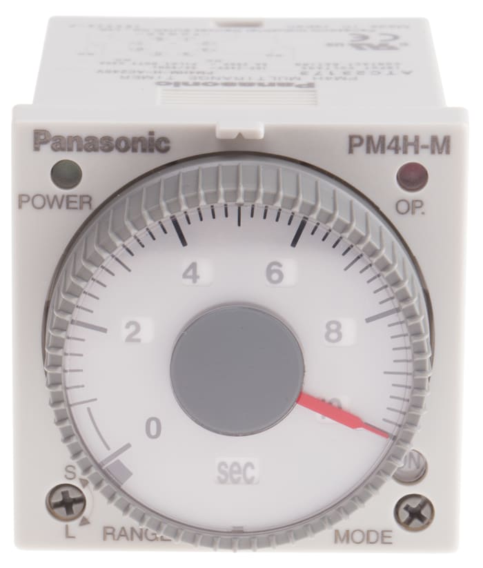 Panasonic Panel Mount Timer Relay, 100 → 240V ac, 2-Contact, 1 s → 500h, DPDT