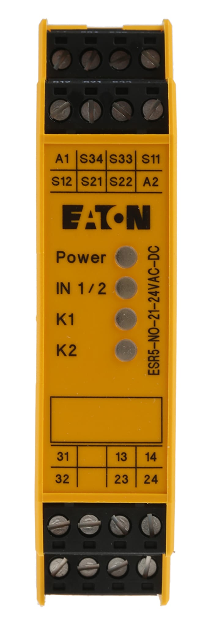 Relé de seguridad Eaton Electronic Safety Relays ESR5 de 2 canales, para Parada de Emergencia, 24V ac/dc, cat. seg. ISO