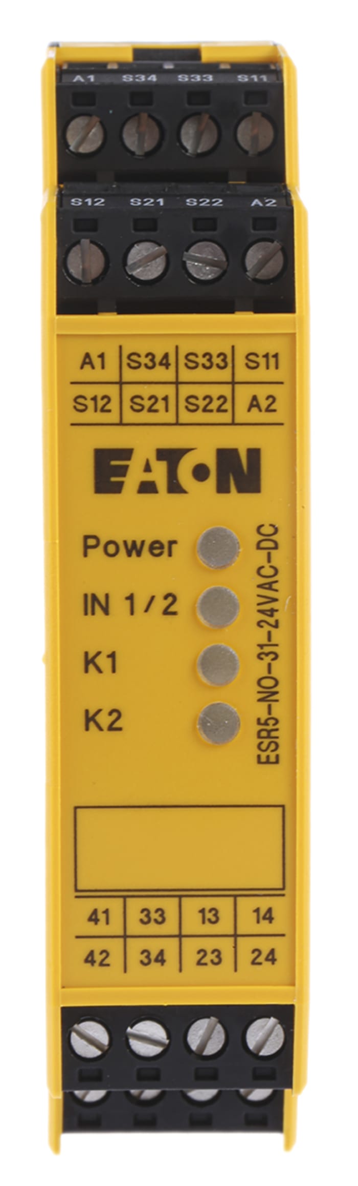 Eaton Electronic Safety Relays ESR5 Emergency Stop Safety Relay, 24V ac/dc, Dual-Channel, 3 Safety Contacts