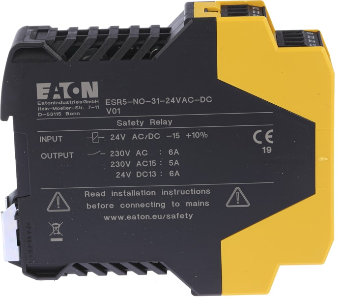 118702 ESR5NO3124VACDC Eaton Eaton DualChannel Emergency Stop