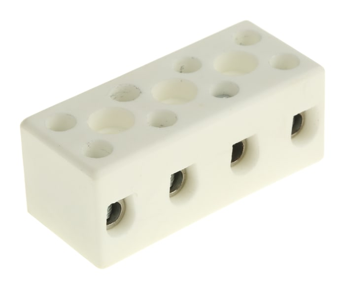 RS PRO Non-Fused Terminal Block, 4-Way, 15 → 57A, 8 AWG Wire, Screw Down Termination