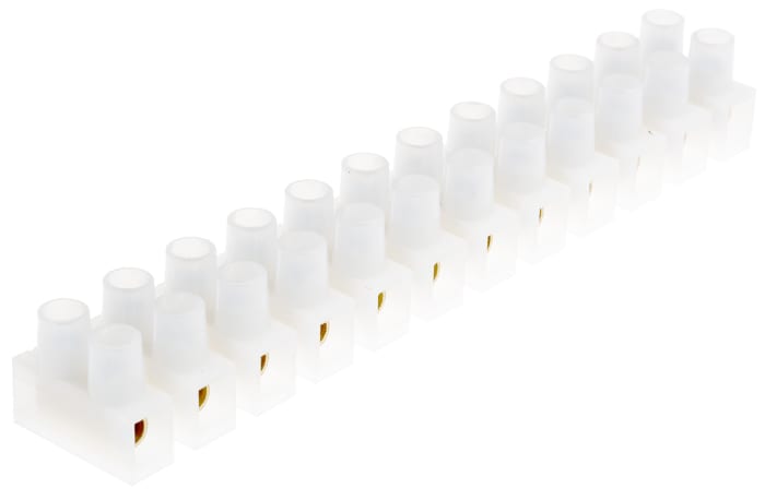 RS PRO Non-Fused Terminal Block, 12-Way, 15 → 61A, 7 AWG Wire, Screw Down Termination